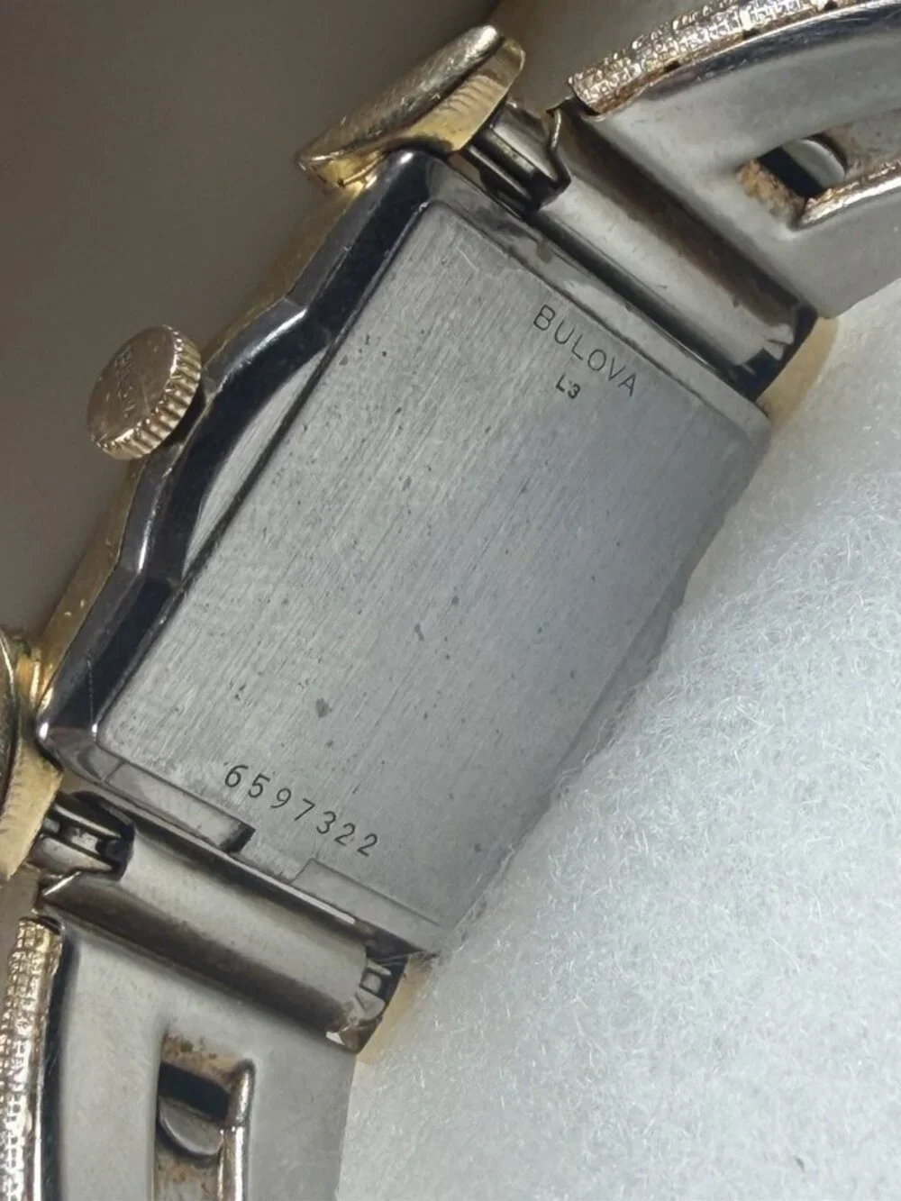 1953 Bulova L3 Curved Tank Manual Wind Wristwatch Small Seconds Runs? AS-IS VTG